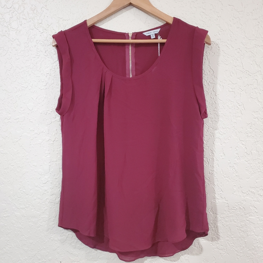 NWT Naked Zebra Burgundy Sleeveless Blouse
